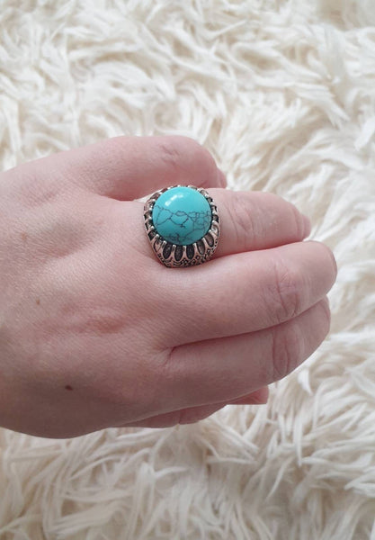 Vintage Antique Silver Crystal Ring With Crystal Gemstone