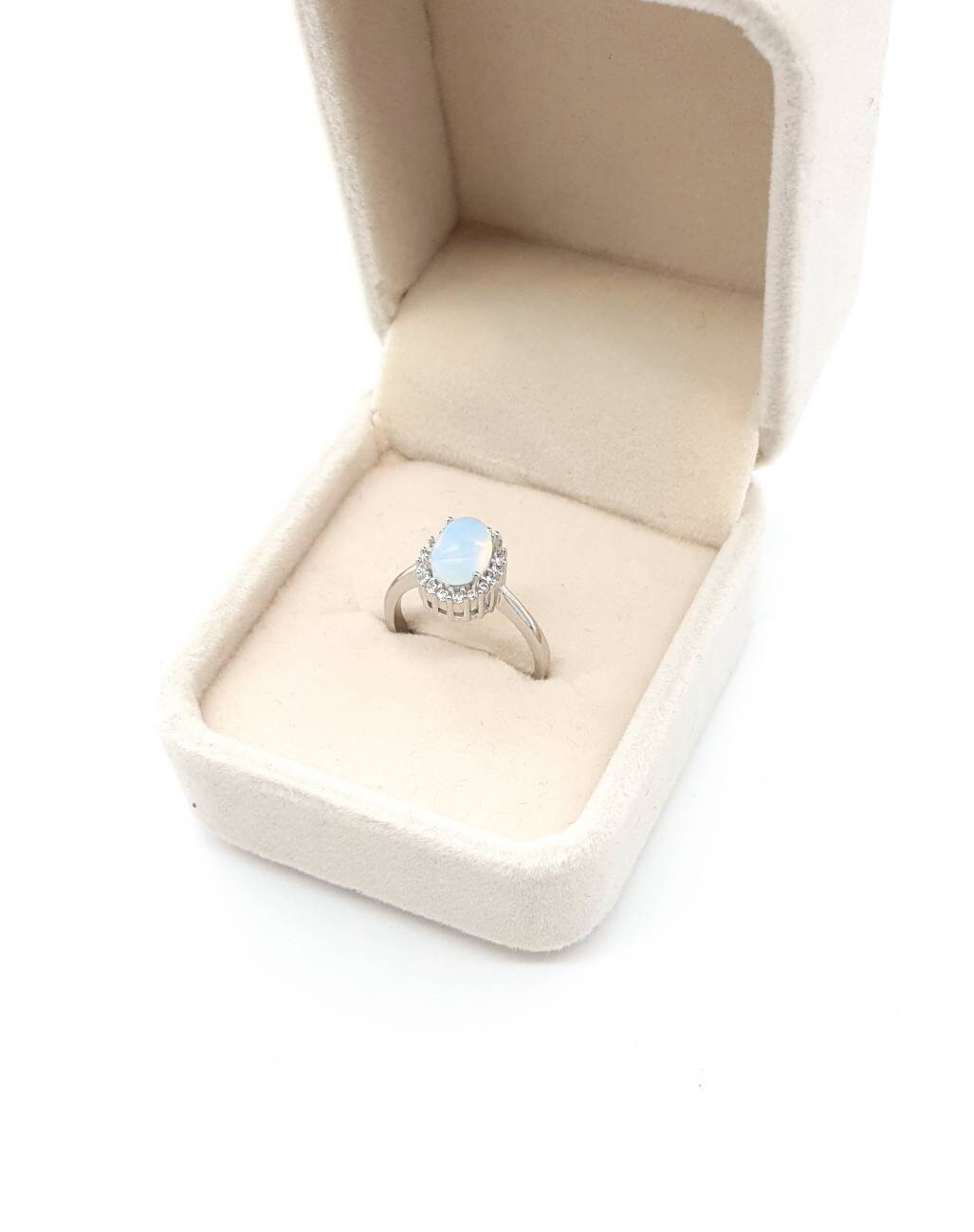 Minimalist Silver Gemstone Ring With Opal Crystal Stone