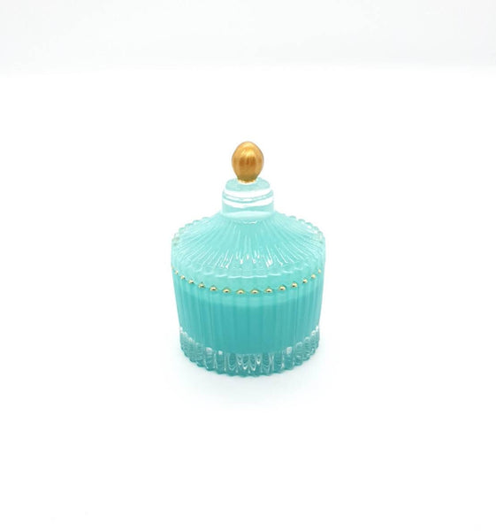 Luxury Teal & Gold Candle With Glitters Chocolate Orange Scent