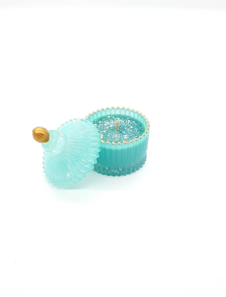 Luxury Teal & Gold Candle With Glitters Chocolate Orange Scent