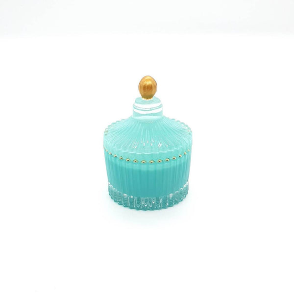 Luxury Teal & Gold Candle With Glitters Chocolate Orange Scent