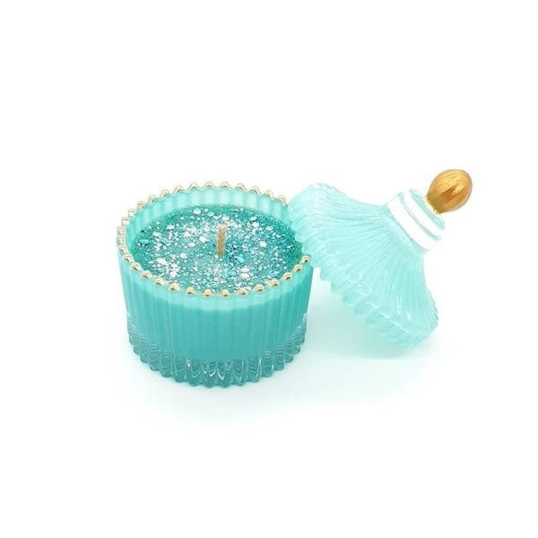Luxury Teal & Gold Candle With Glitters Chocolate Orange Scent
