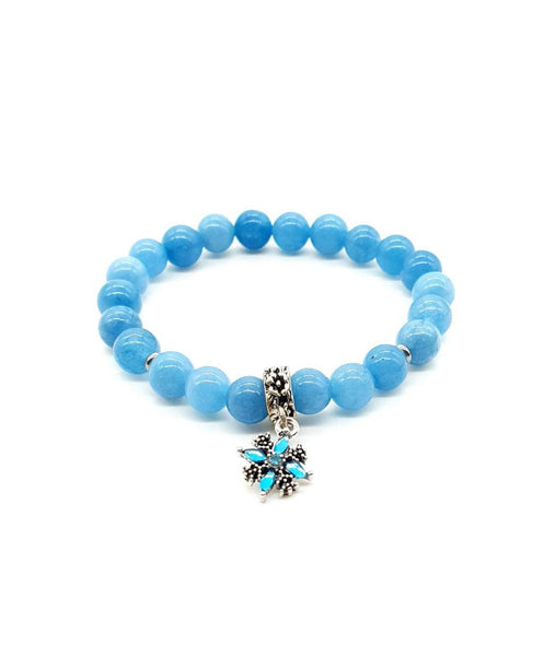 Blue Aquamarine Crystal Beaded Bracelet With Silver Star