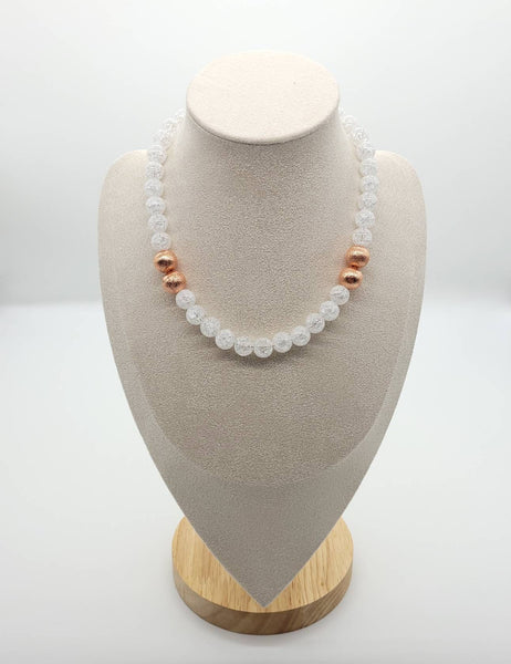 Glass Beaded Necklace | Clear Glass Beaded Necklace | Queebo