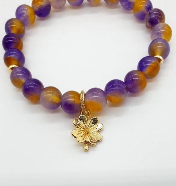 Leaf Clover Bracelet | Crystal Beaded Bracelet | Queebo