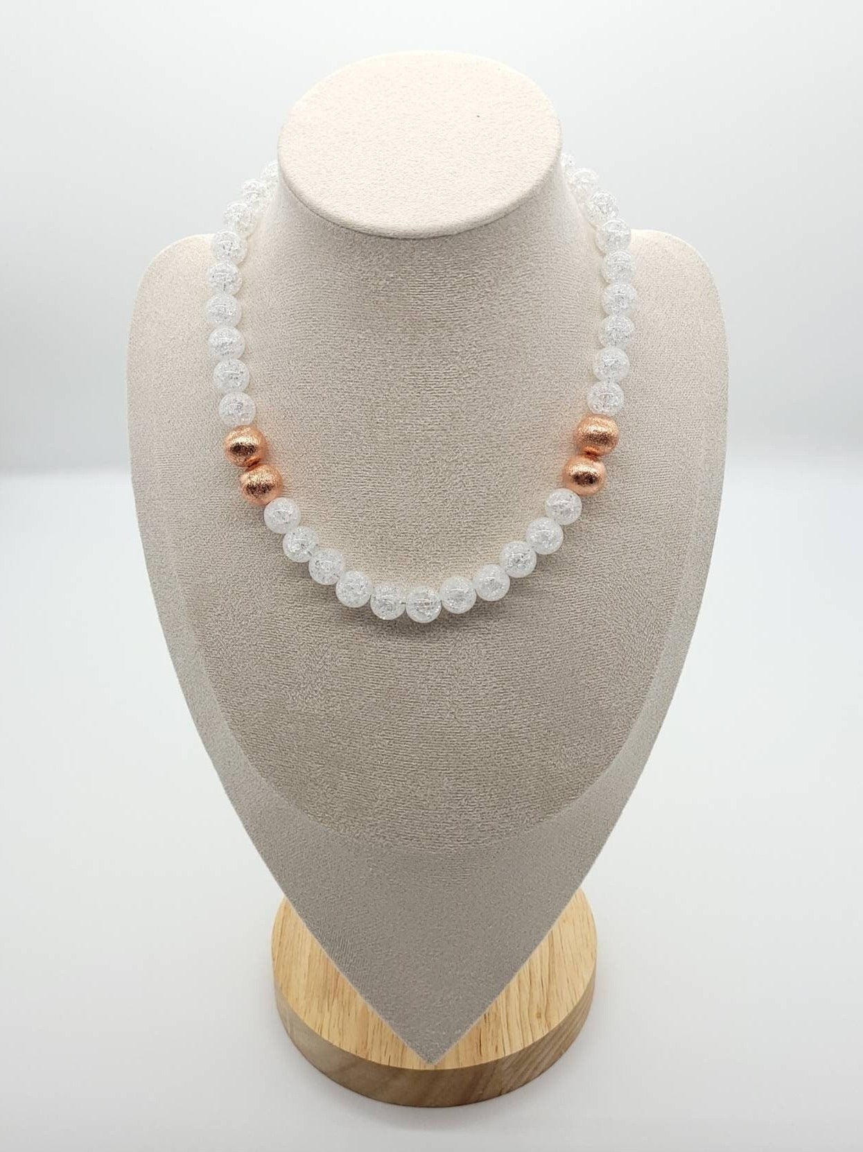 Glass Beaded Necklace | Clear Glass Beaded Necklace | Queebo