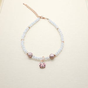 Clear Glass Beads Anklet | Beaded Anklet with Charm | Queebo