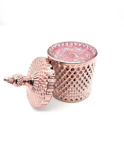 Luxury Pink Extra Large Candle With Glitters French Vanilla Scent