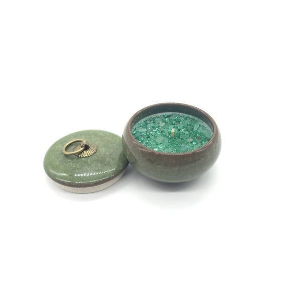 Luxury Green Soy Candle Jar With Aventurine Crystals