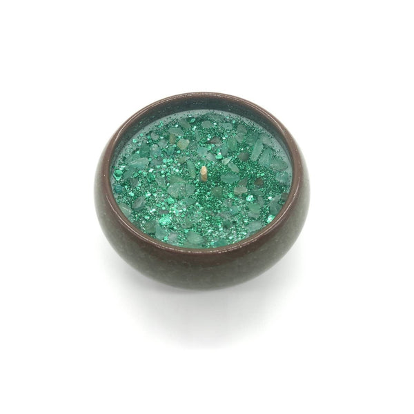 Luxury Green Soy Candle Jar With Aventurine Crystals